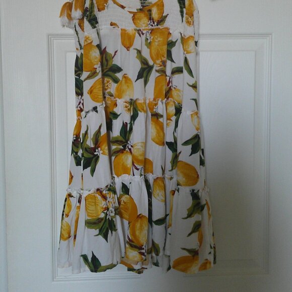 Blue Island Women's Lemon Print Midi Sun Dress with Tassel Tie Straps - size Med - Picture 7 of 8